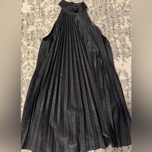 NWOT Zara black metallic pleated dress
